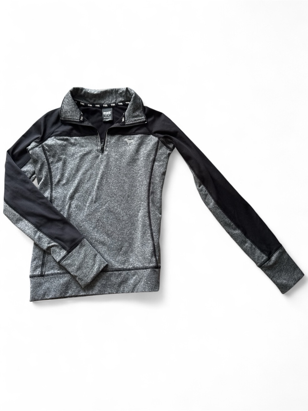 PINK Victoria's Secret Gray & Black Half-Zip Athletic Pullover